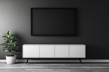 Modern Minimalist Living Room Interior with Blank Canvas