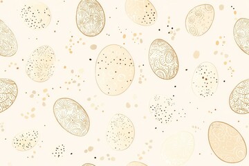 seamless pattern Intricate psychedelic Easter egg designs on pale butter background