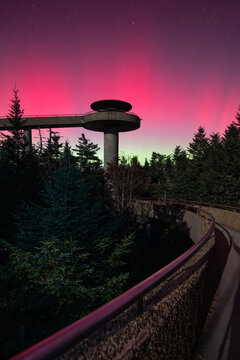 The Northern Lights dancing over the Clingmans Dome platform in the Great Smoky Mountains National Park