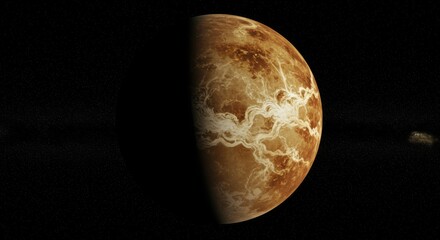 View of planet Venus from space. Space, nebula and planet Venus in dark background 