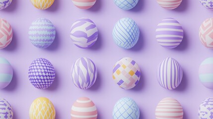 Fototapeta premium seamless pattern Easter eggs with geometric pattern s on lavender background