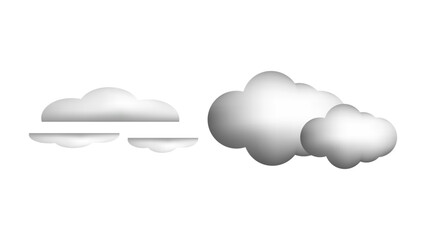 Weather 3d icons realistic isolated vector set. Light fog cloudy. Design weather app web site game logo banner. Meteorology concept.