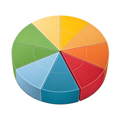 Obraz premium Colorful 3D round chart on transparent background.