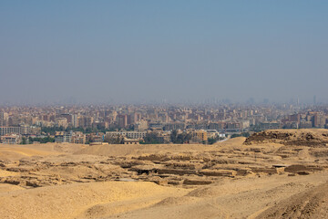View on slum in Old Cairo, Egypt. Smog above City