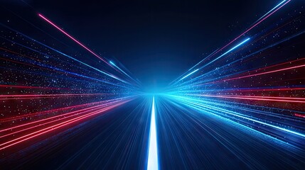 Neon light streaks speed tunnel