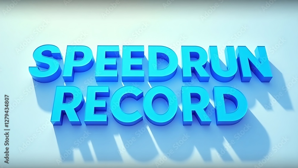 Poster speedrun record displayed in bold typography on a light background with shadows