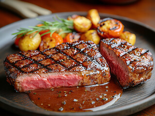 Ostrich steak with rich red color