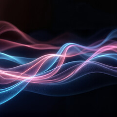 Abstract Futuristic Light Waves in Motion on Dark Background