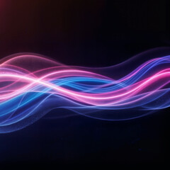 Abstract Futuristic Light Waves in Motion on Dark Background