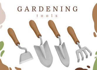 Gray set of gardening tools