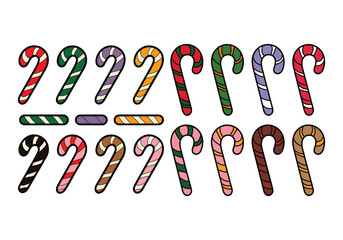 Colorful Candy Cane Vector Illustration for Festive Holiday Designs Decorations