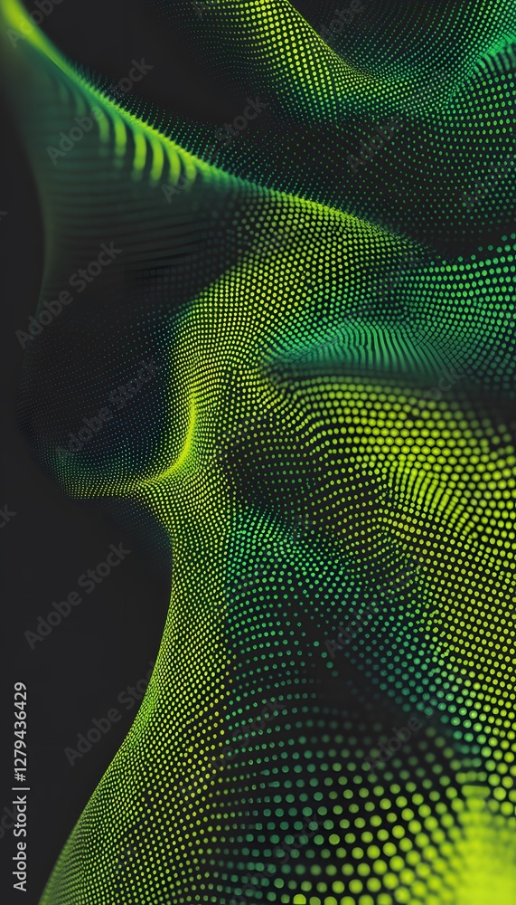 Aufkleber abstract green and black dot pattern representing a flowing form