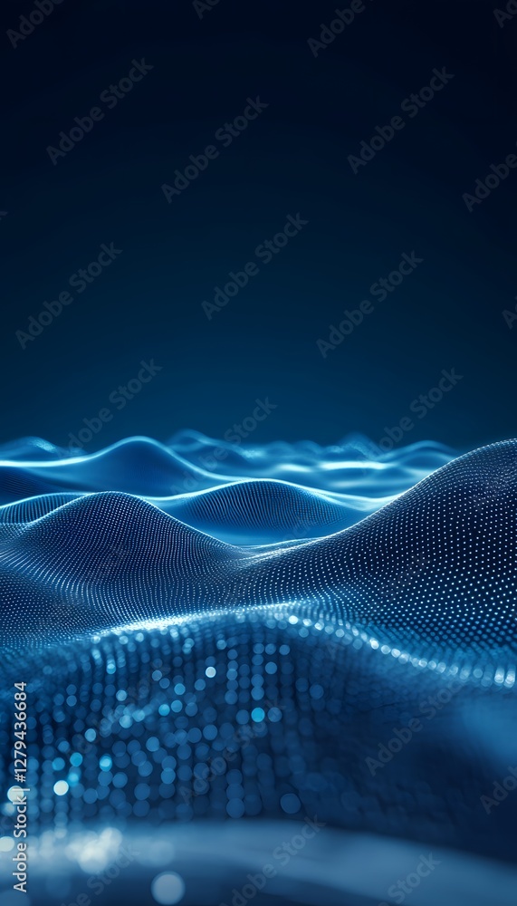 Poster a blue digital representation of connected data points