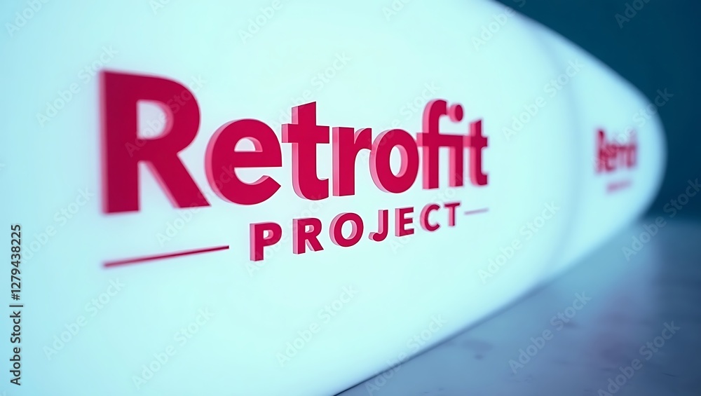 Poster explore the retrofit project with modern design and bold typography in a creative setting