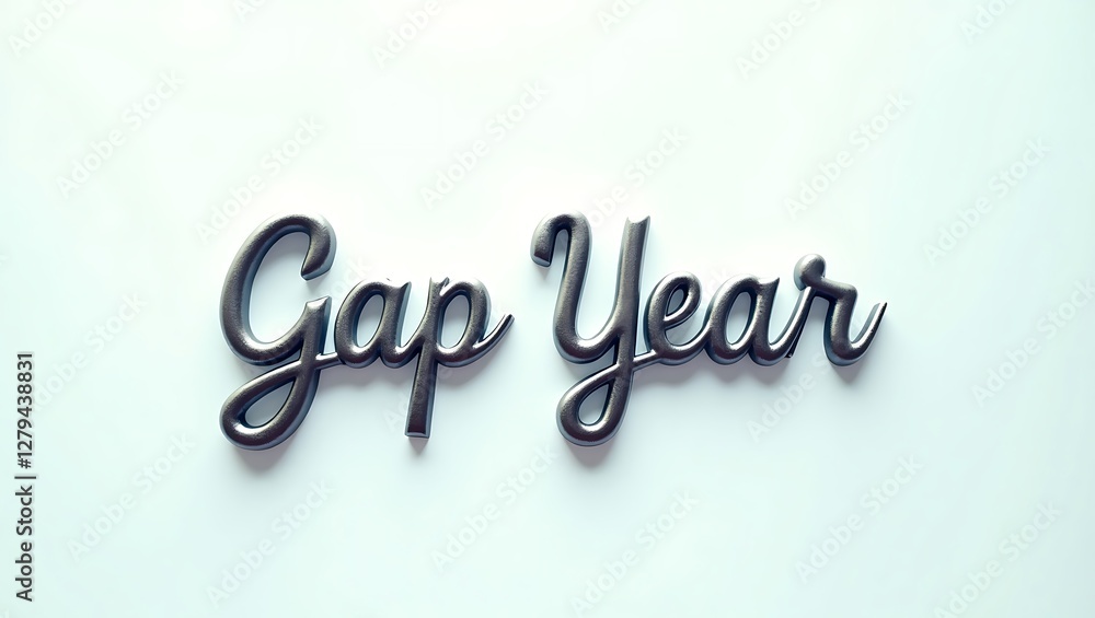 Poster gap year lettering showcased on a smooth surface with a subtle texture