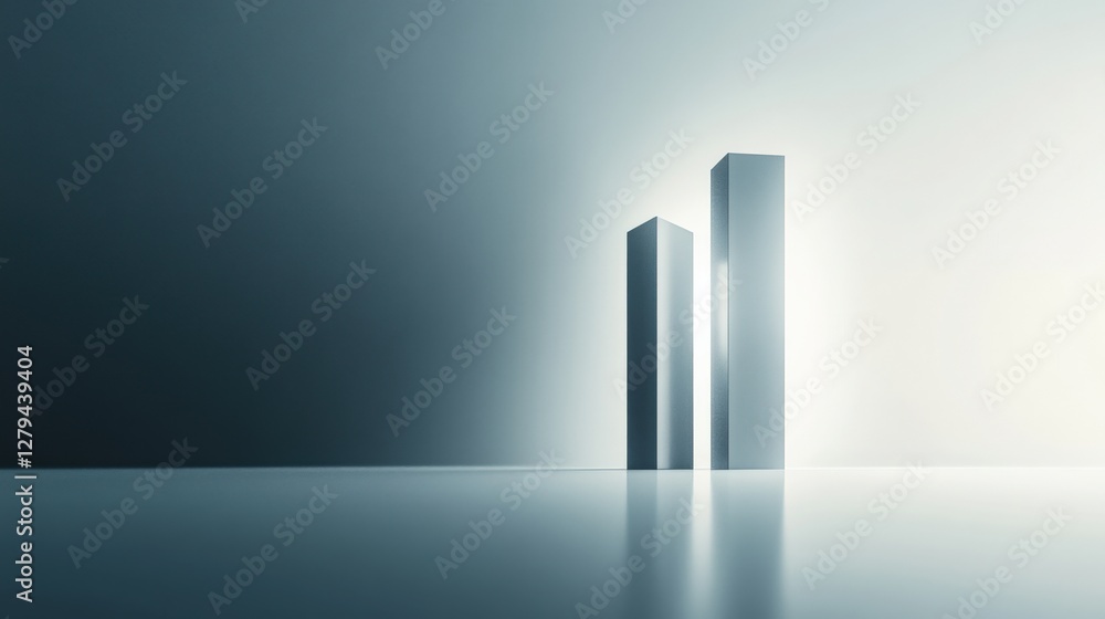 Poster abstract representation of modern skyscrapers reflecting light in a minimalistic environment