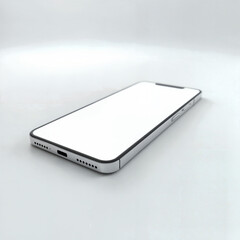 Modern Smartphone with Blank White Screen on Minimalist Background
