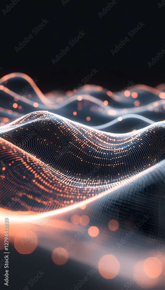 Aufkleber futuristic digital data patterns resembling waves with small lights