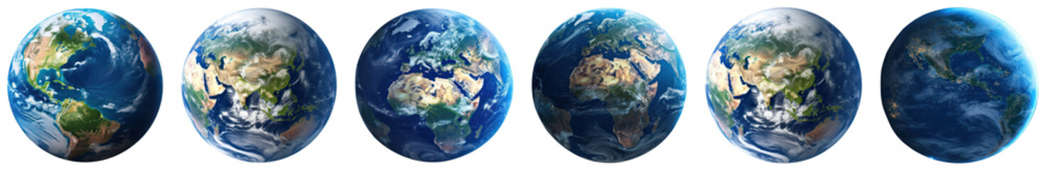 Fototapeta premium PNG Rotating Earth globe sequence, element set on transparent background