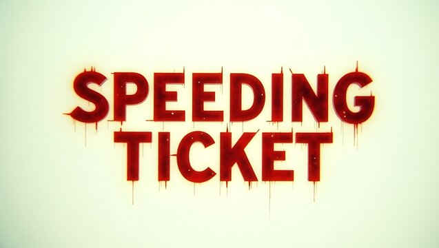 Speeding ticket notification on a white background with a bold red font