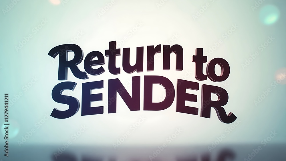 Poster return to sender statement showing clear typography on a light background