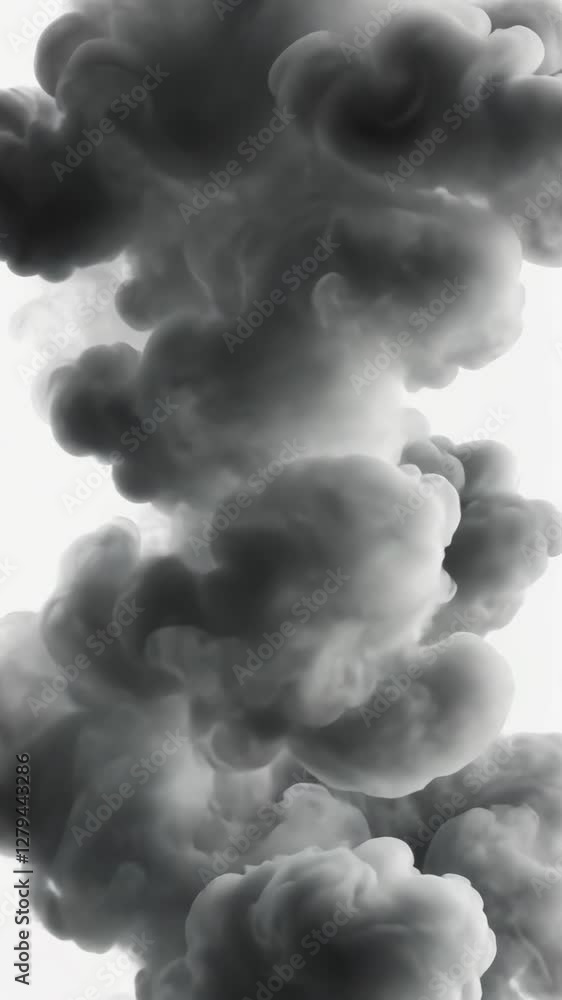 Poster dark swirling clouds rising dramatically against a light background create a sense of depth and intr