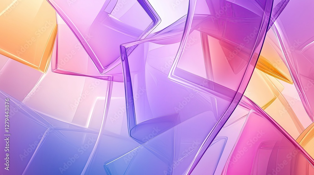 Poster Overlapping translucent squares forming an optical illusion.
