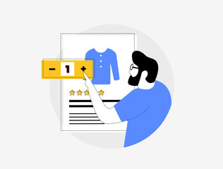 E-commerce shopping cart update with product quantity adjustment. Online purchase, order management, digital retail checkout, user interaction, UX design, mobile shopping and online store interface