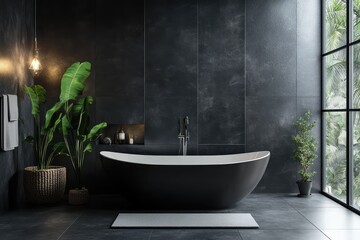 Luxury bathroom interior. AI generated illustration.