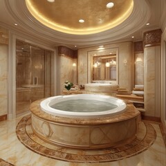 Luxury bathroom interior. AI generated illustration.