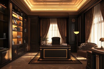 Fototapeta premium Luxury coworking office. AI generated illustration.