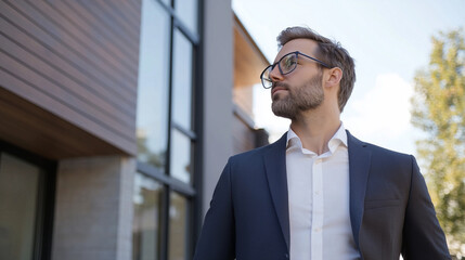 Fototapeta premium Real Estate Agent Hosting Open House for Potential Buyers