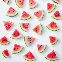 watermelon slices on white background