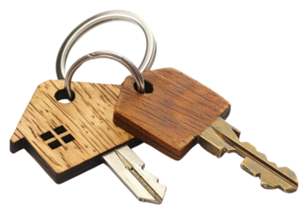 PNG Wooden house keychains set