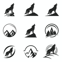 set of wolf icons