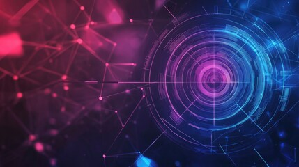 Abstract Technology Background, Futuristic Network and Data Visualization