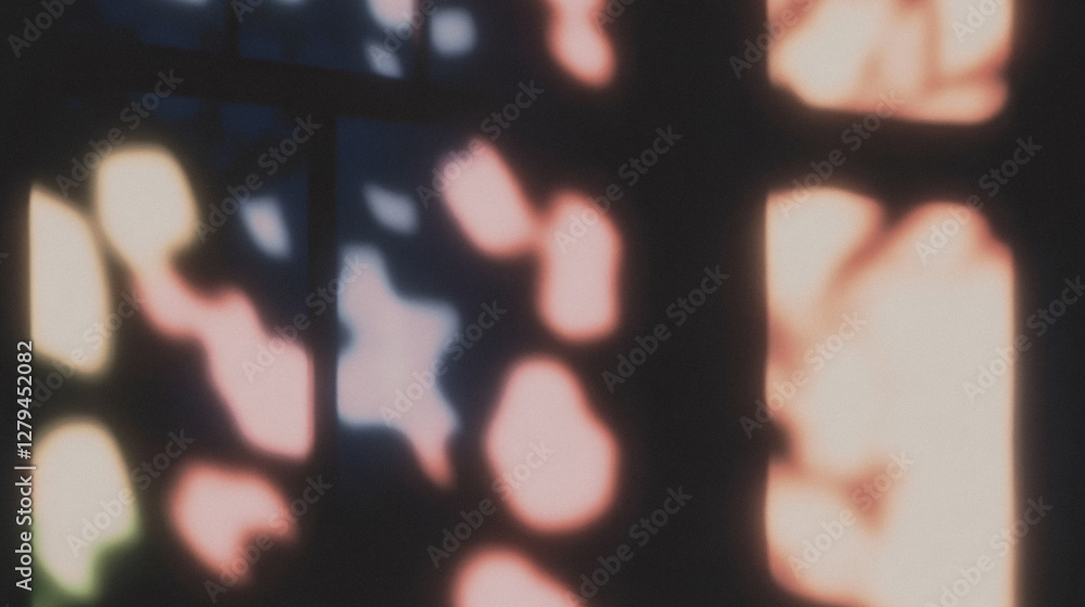 Poster abstract colorful light patterns through window in soft focus