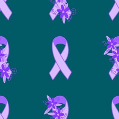 Breast cancer month seamless pink ribbon day mammogram pattern for wrapping paper and medical accessories