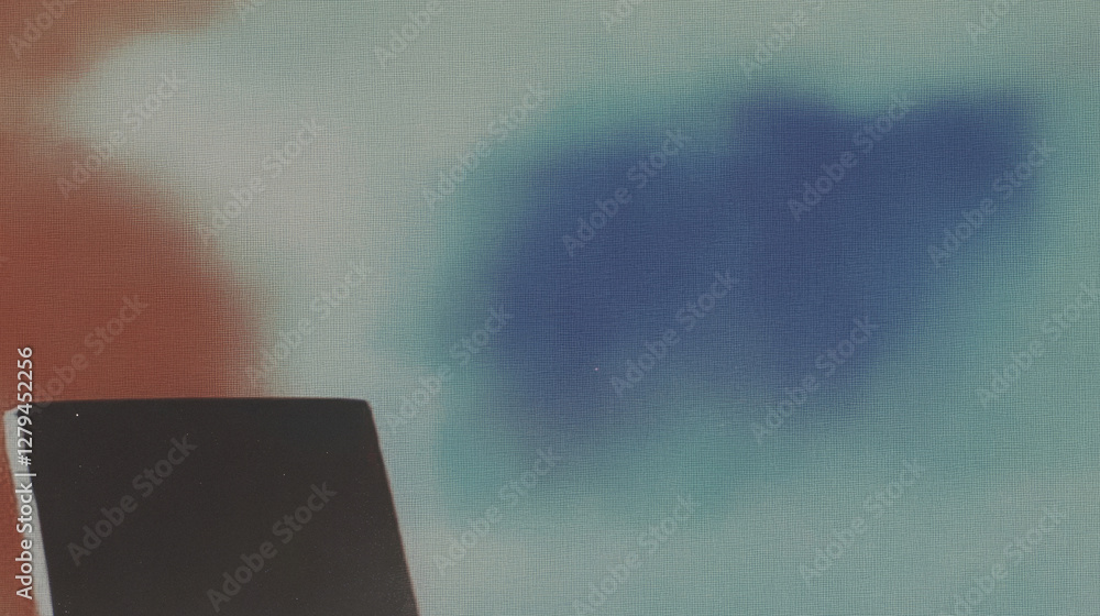 Poster abstract minimalist composition with black shape on blurred color background