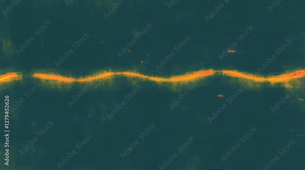 Poster abstract sound wave pattern on dark background with vibrant yellow line