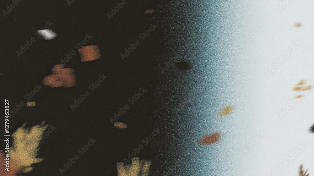 Poster abstract contrast of light and dark with floating elements in motion