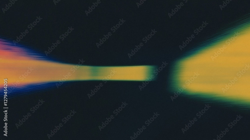 Poster abstract symmetrical light patterns with vibrant gradient colors on a dark background
