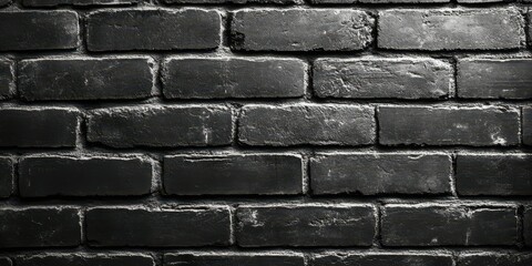 Black brick wall texture with a rustic appearance creating a dramatic backdrop for artistic projects