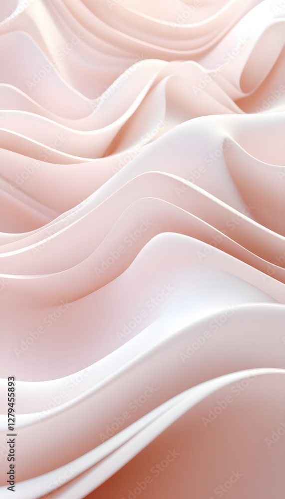 Poster abstract wavy shapes in soft pastel colors and smooth textures