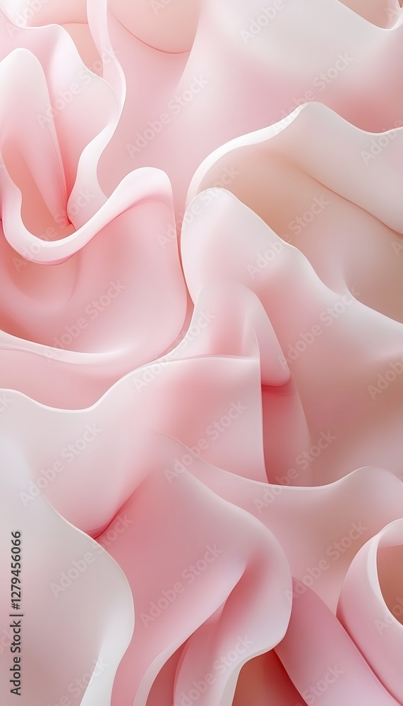 Poster pink and white abstract flowing forms create a soft aesthetic