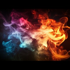 Fototapeta premium Colorful smoke swirls against a dark background