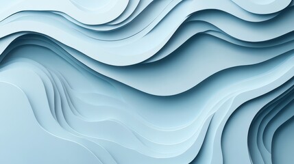 Obraz premium Abstract waves of layered blue paper with flowing curves and textures