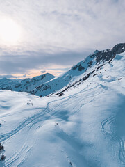 Snowy fields on mountains in Bavaria