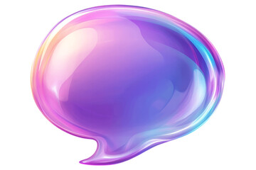 Colorful glass speech bubble isolated. Glossy 3D dialog balloon with vibrant gradient, AI generated..