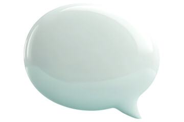 Glossy glass speech bubble isolated. Smooth 3D dialog icon with reflective surface, AI generated..